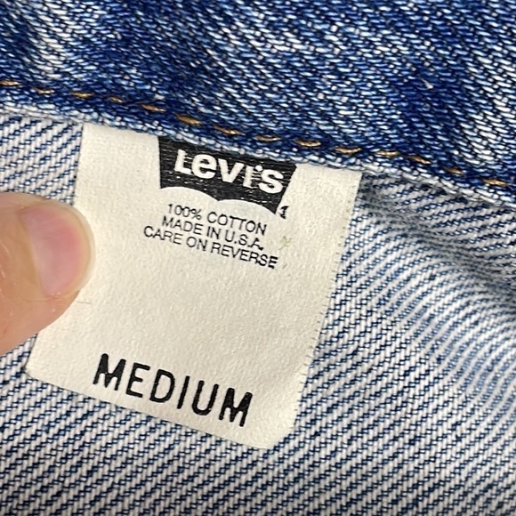 Vintage 90s Levis Studded Collar Indigo Blue Denim Trucker Vest Sz M - Picture 12 of 15